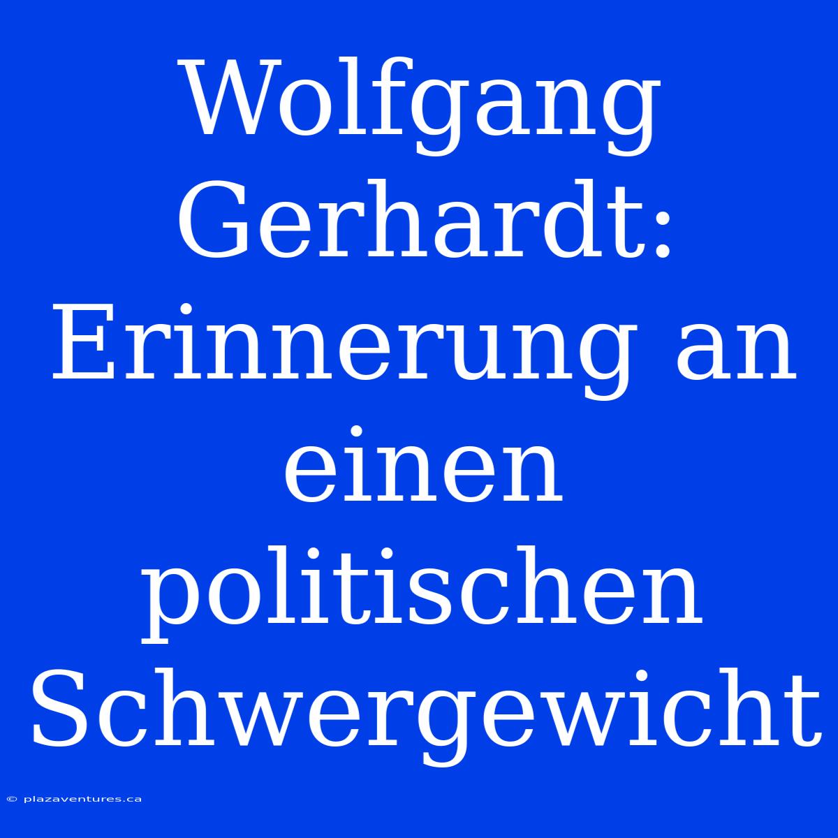 Wolfgang Gerhardt: Erinnerung An Einen Politischen Schwergewicht