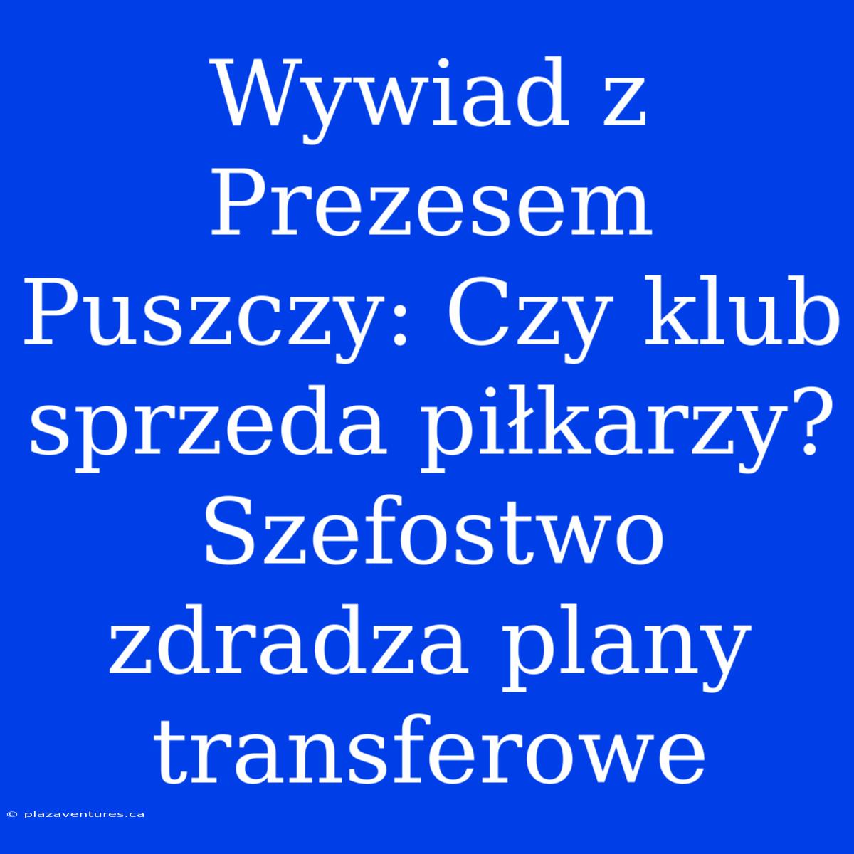 Wywiad Z Prezesem Puszczy: Czy Klub Sprzeda Piłkarzy? Szefostwo Zdradza Plany Transferowe