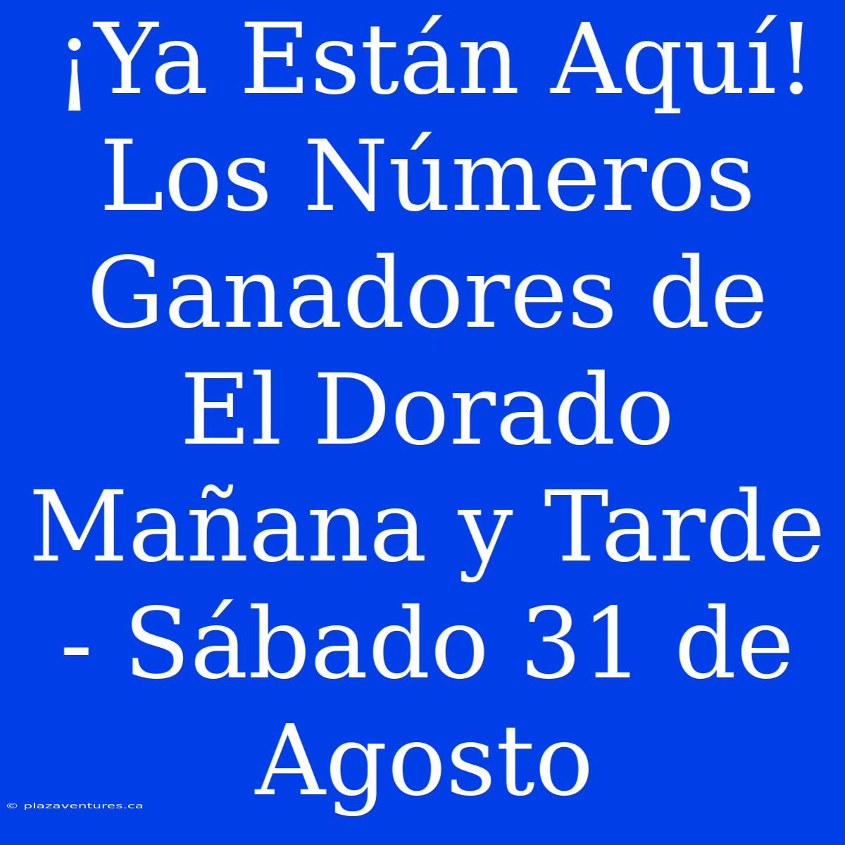 ¡Ya Están Aquí! Los Números Ganadores De El Dorado Mañana Y Tarde - Sábado 31 De Agosto