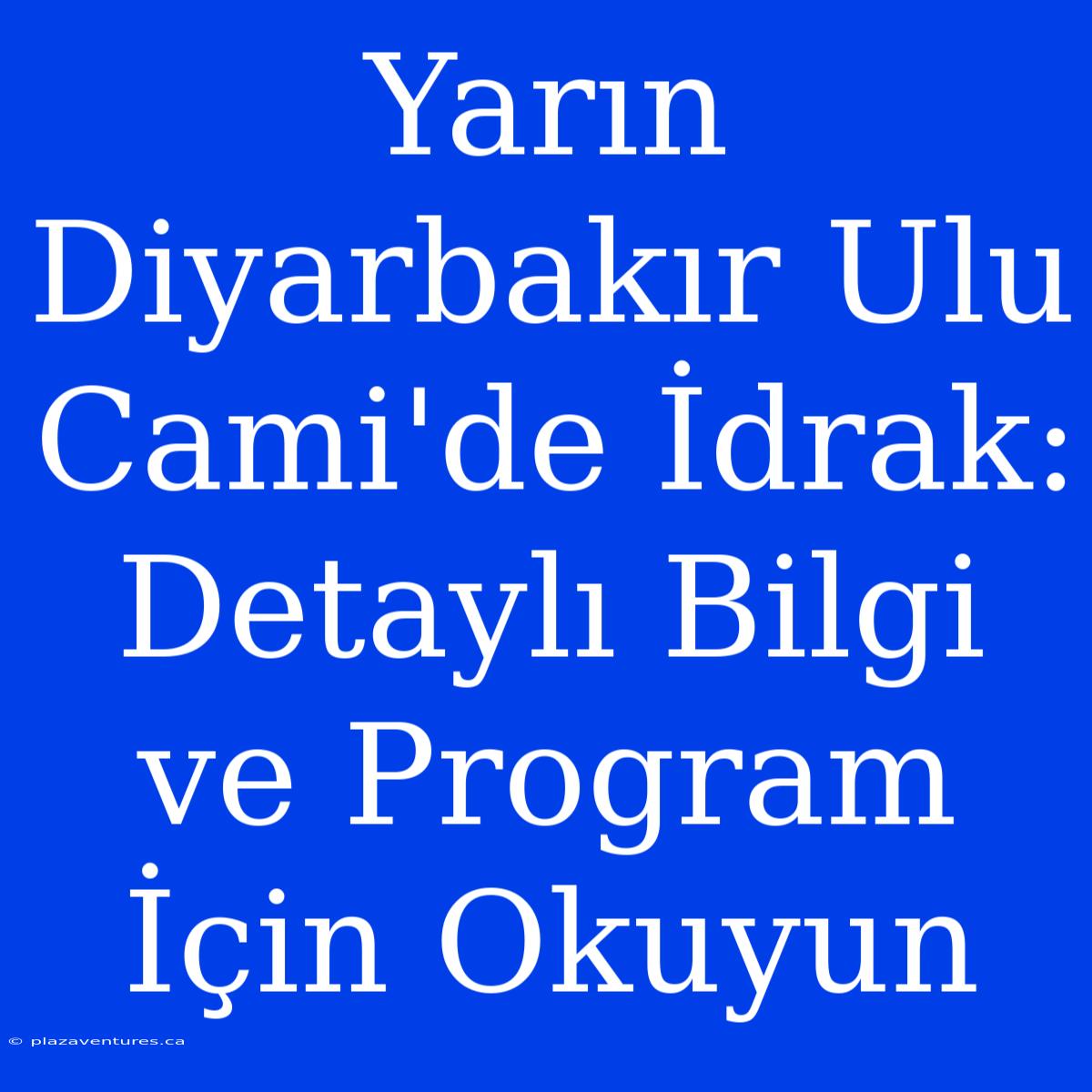 Yarın Diyarbakır Ulu Cami'de İdrak: Detaylı Bilgi Ve Program İçin Okuyun