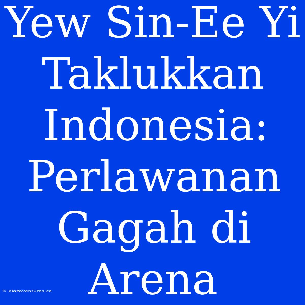 Yew Sin-Ee Yi Taklukkan Indonesia: Perlawanan Gagah Di Arena