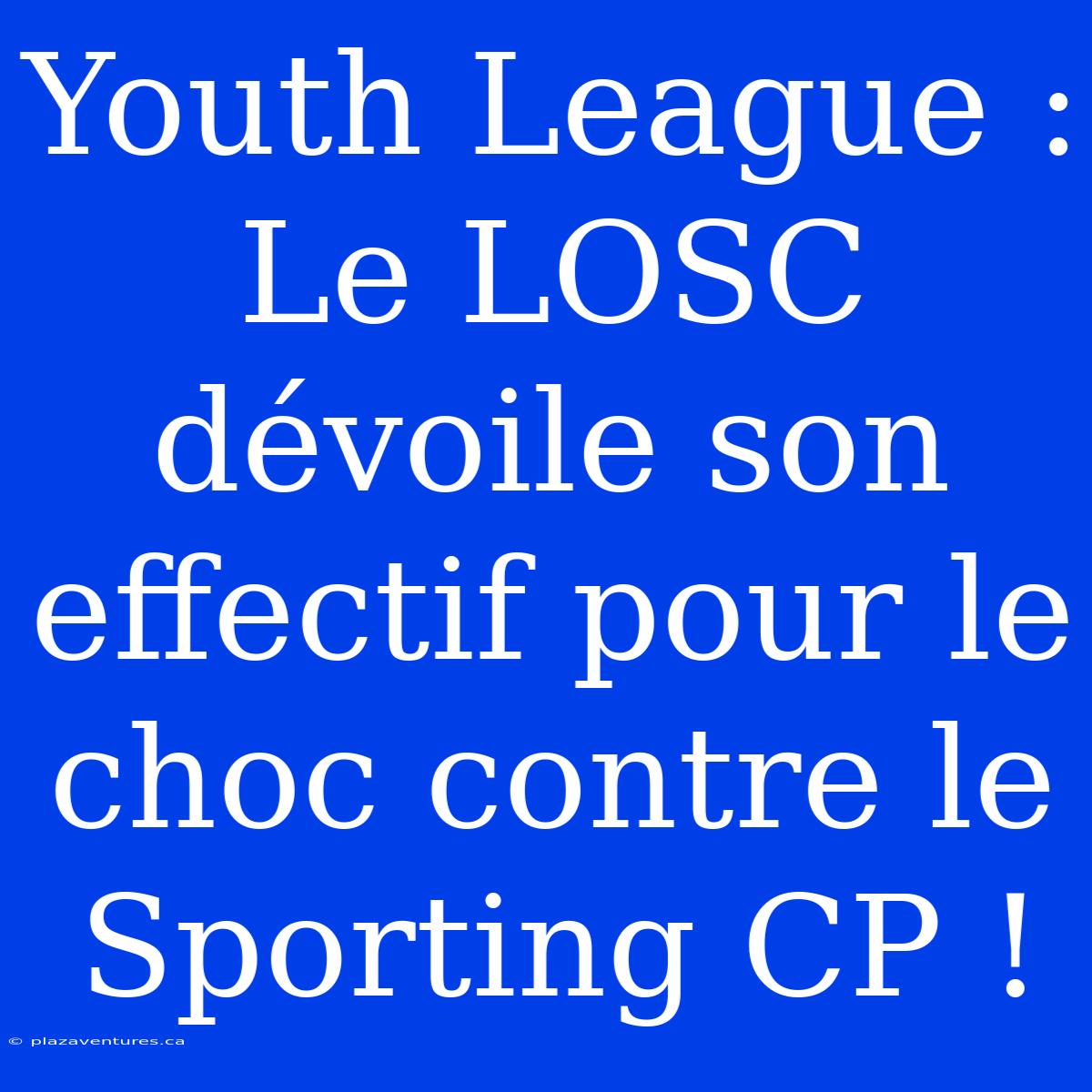 Youth League : Le LOSC Dévoile Son Effectif Pour Le Choc Contre Le Sporting CP !