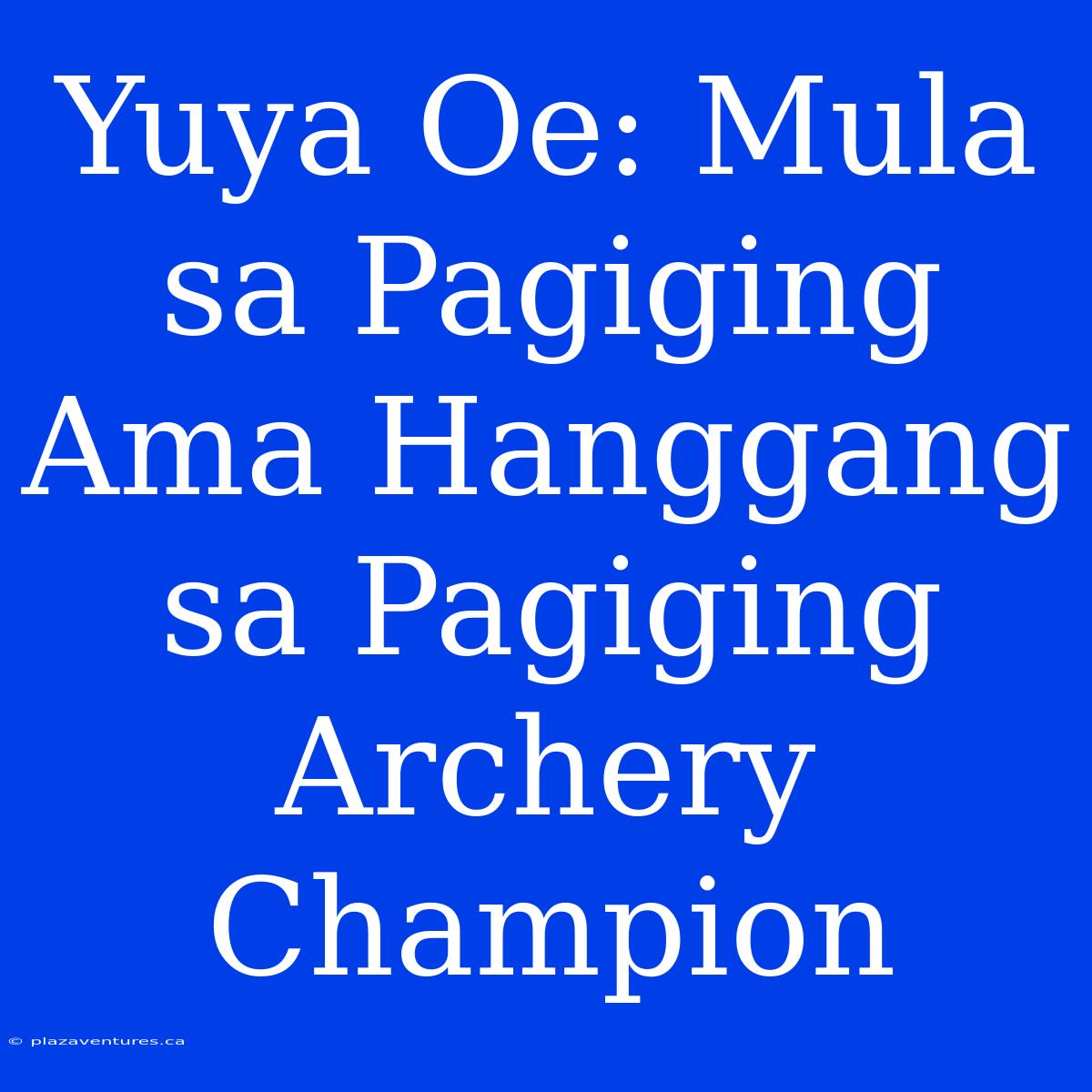 Yuya Oe: Mula Sa Pagiging Ama Hanggang Sa Pagiging Archery Champion