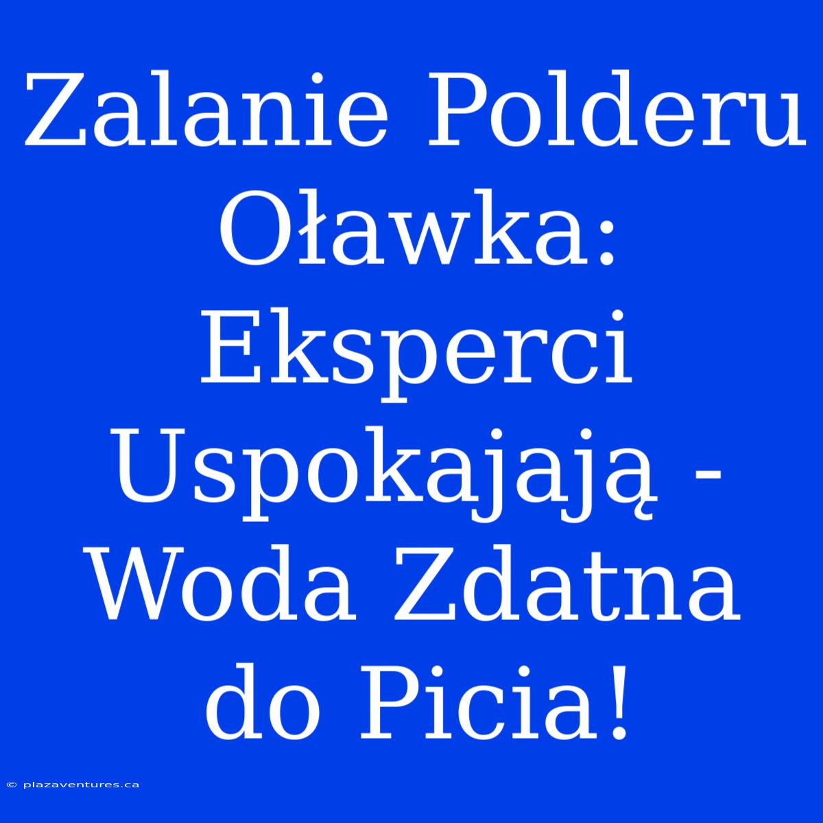 Zalanie Polderu Oławka: Eksperci Uspokajają - Woda Zdatna Do Picia!