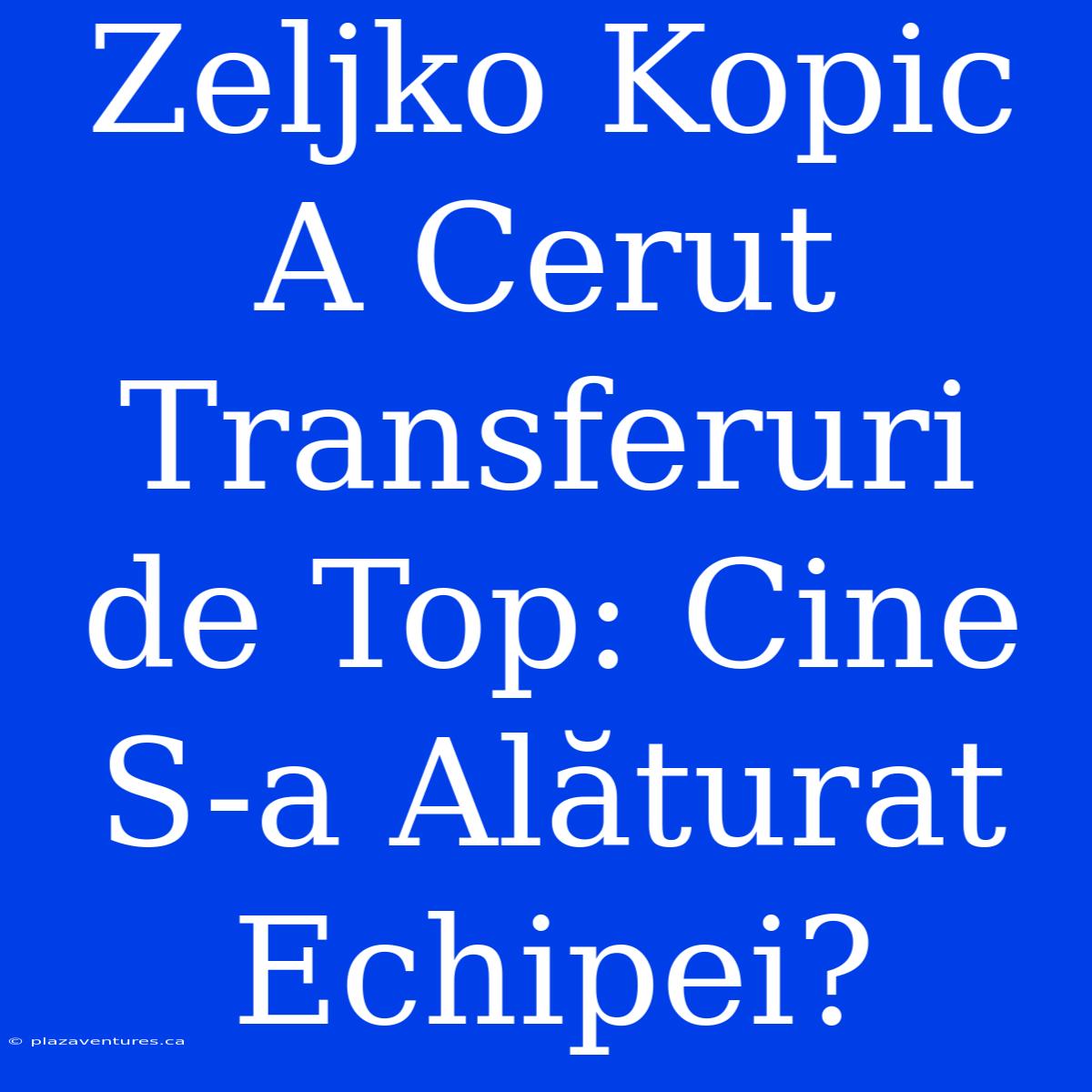 Zeljko Kopic A Cerut Transferuri De Top: Cine S-a Alăturat Echipei?