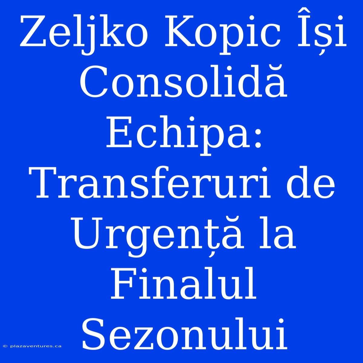 Zeljko Kopic Își Consolidă Echipa: Transferuri De Urgență La Finalul Sezonului