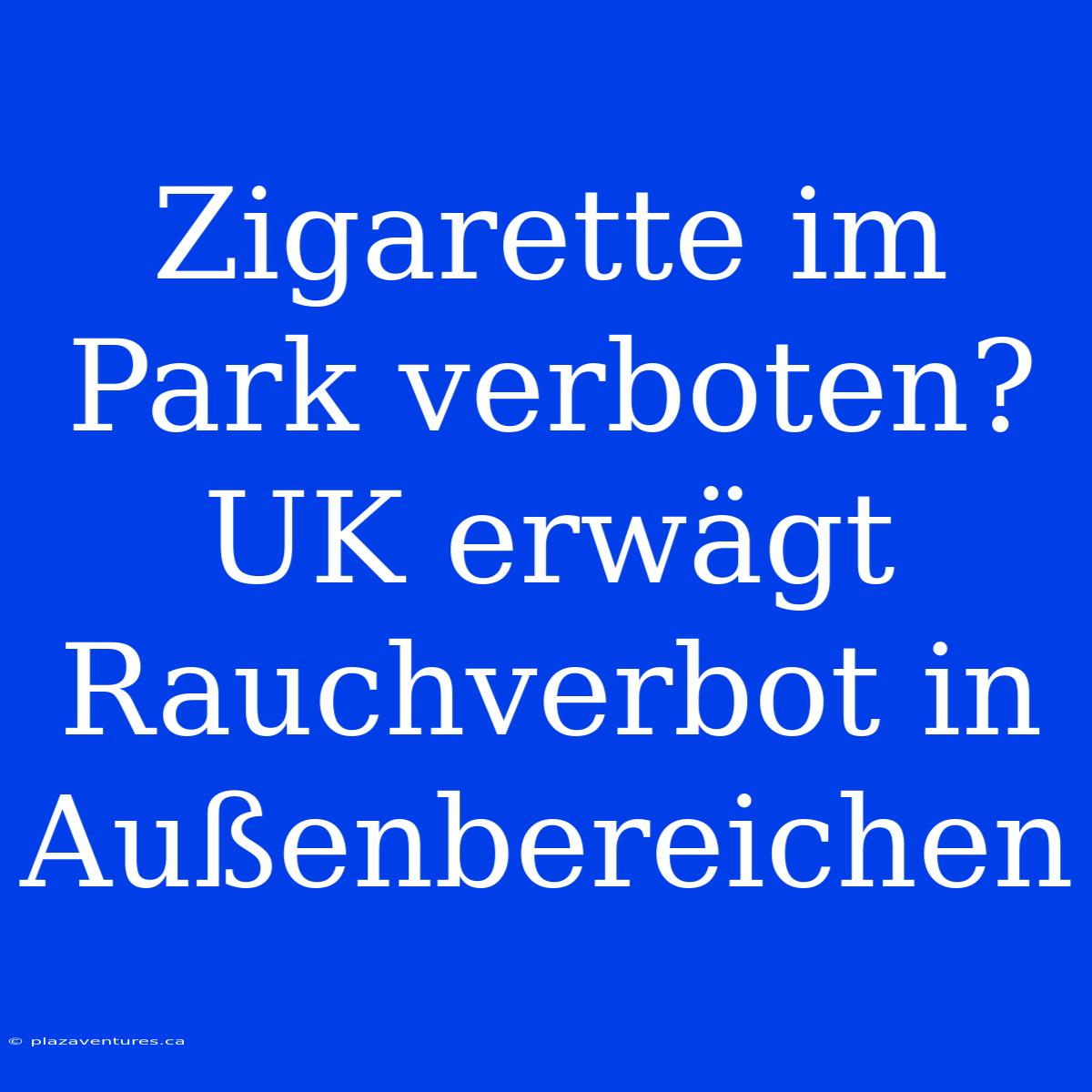 Zigarette Im Park Verboten? UK Erwägt Rauchverbot In Außenbereichen