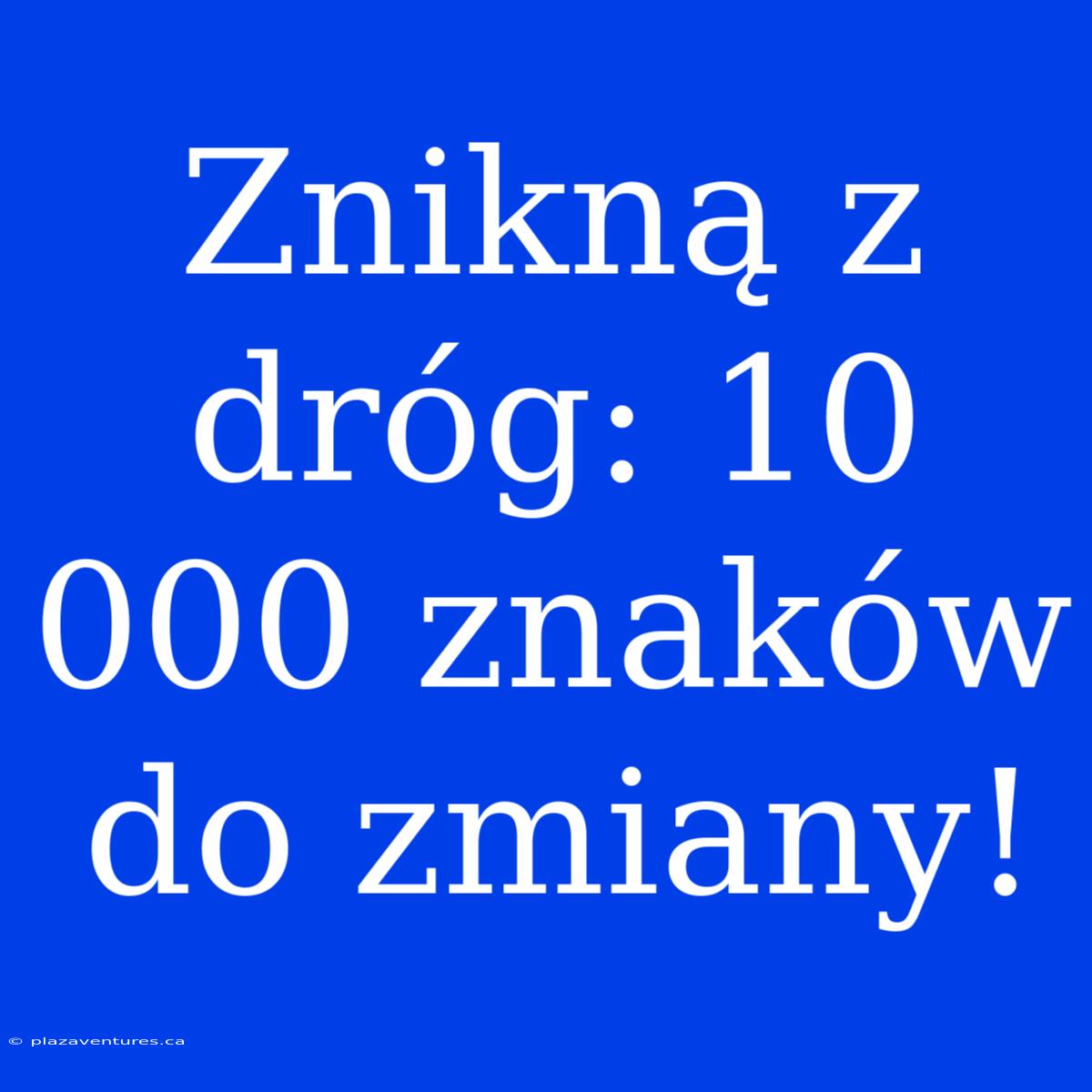 Znikną Z Dróg: 10 000 Znaków Do Zmiany!