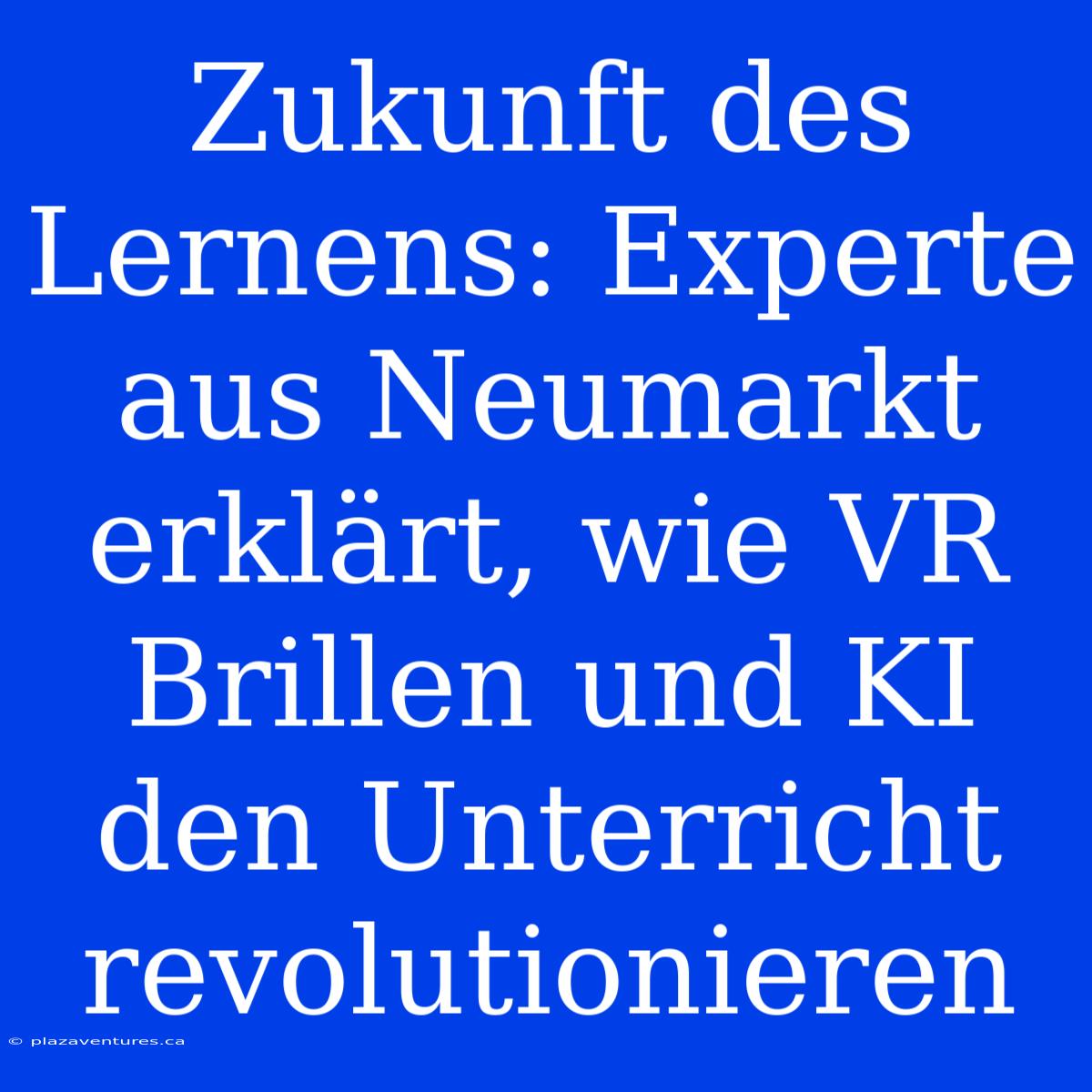 Zukunft Des Lernens: Experte Aus Neumarkt Erklärt, Wie VR Brillen Und KI Den Unterricht Revolutionieren